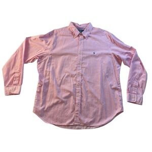 Ralph Lauren Men's Shirt Size XXL Long‎ Sleeve Classic Fit Pinstripe Pink
